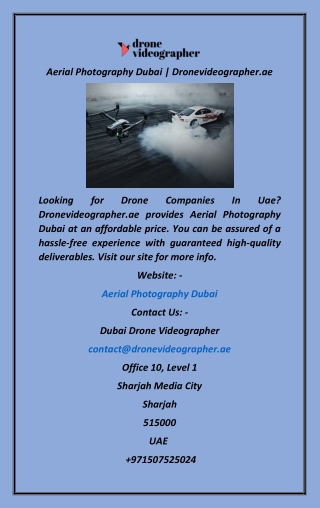 Aerial Photography Dubai  Dronevideographer.ae