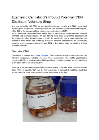 Examining Cannabinol's Product Potential (CBN Distillate) _ Voluntate Shop