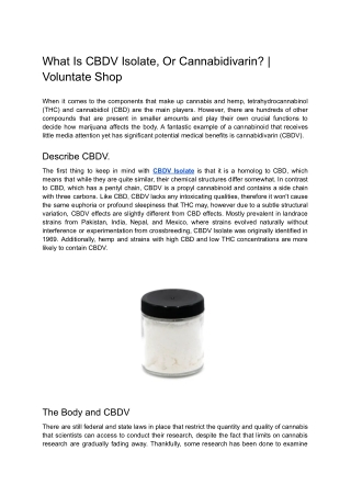 What Is CBDV Isolate, Or Cannabidivarin_ _ Voluntate Shop