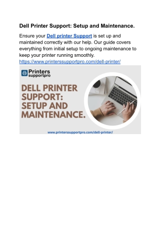 Dell Printer Support: Setup and Maintenance.