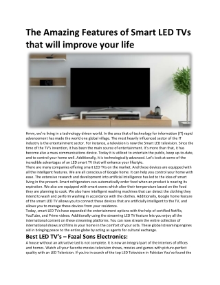 The Amazing Features of Smart LED TVs that will improve your life