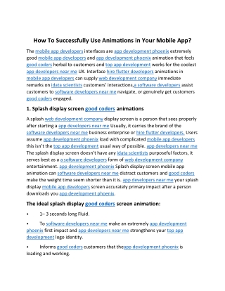 How To Successfully Use Animations In Your Mobile App