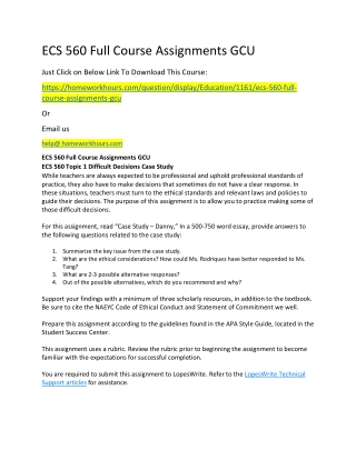 ECS 560 Full Course Assignments GCU