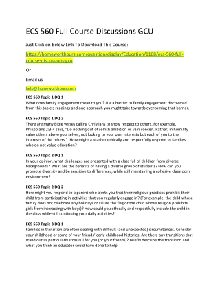 ECS 560 Full Course Discussions GCU