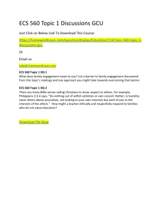 ECS 560 Topic 1 Discussions GCU