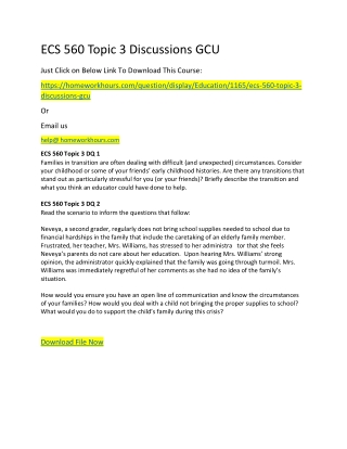 ECS 560 Topic 3 Discussions GCU