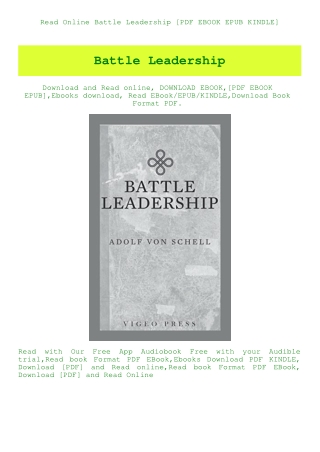 Read Online Battle Leadership [PDF EBOOK EPUB KINDLE]