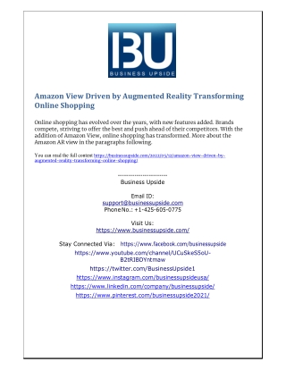 Amazon View Driven by Augmented Reality Transforming Online Shopping