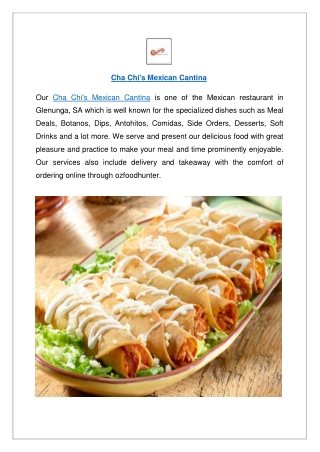 Up to 10% offer order now - Cha Chi's Mexican Cantina menu