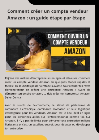 Comment créer un compte vendeur Amazon  un guide étape par étape