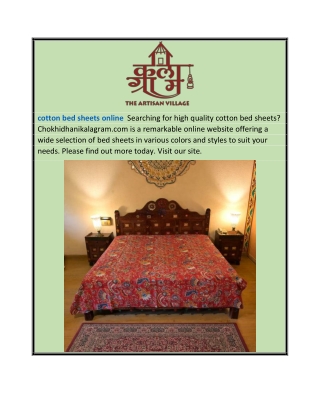 Cotton Bed Sheets Online  Chokhidhanikalagram.com
