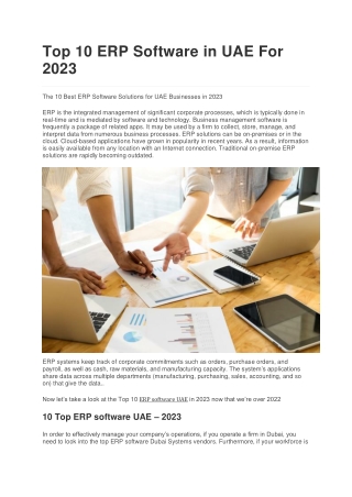 Top 10 ERP Software in UAE For 2023