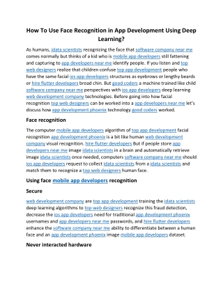 How To Use Face Recognition In App Development Using Deep Learning