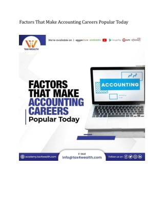 Factors That Make Accounting Careers Popular Today | Academy Tax4wealth