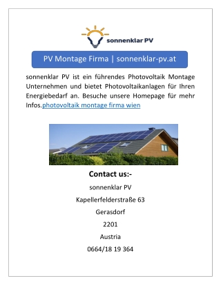 PV Montage Firma | sonnenklar-pv.at