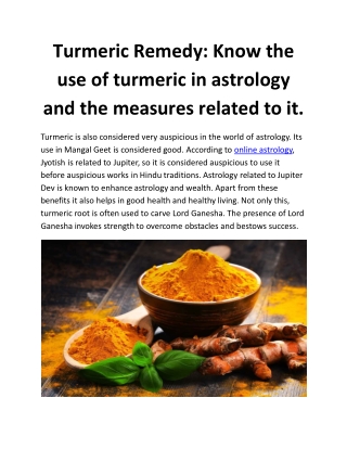 Turmeric Remedy: Know the use of turmeric in astrology and the measures related