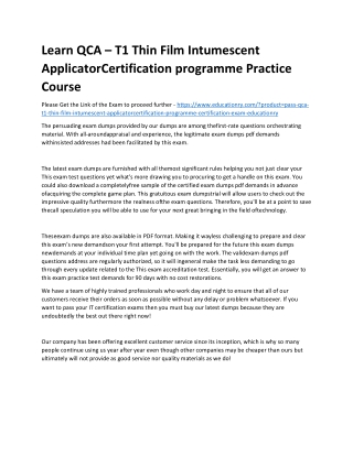 QCA – T1 Thin Film Intumescent ApplicatorCertification programme