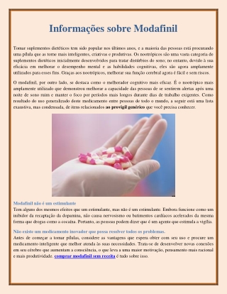 Informações sobre Modafinil