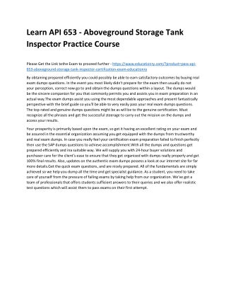 API 653 - Aboveground Storage Tank Inspector