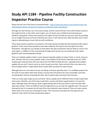 API 1184 - Pipeline Facility Construction Inspector