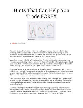 Hints That Can Help You Trade FOREX