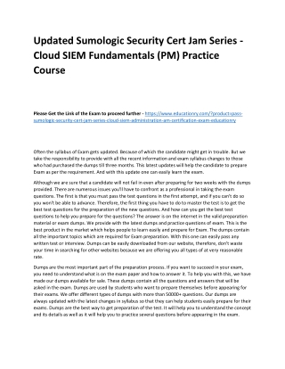 Sumologic Security Cert Jam Series - Cloud SIEM Fundamentals (PM)