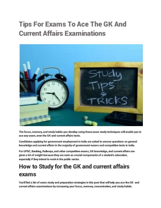 Tips For Exams To Ace The GK And Current Affairs Examinations