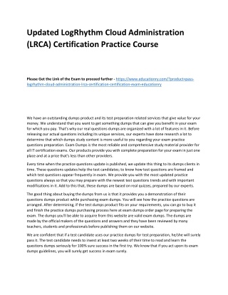 LogRhythm Cloud Administration (LRCA) Certification