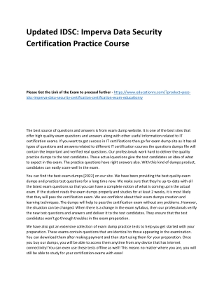 IDSC: Imperva Data Security Certification