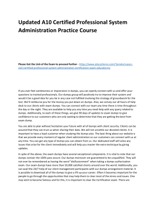 A10 Certified Professional System Administration