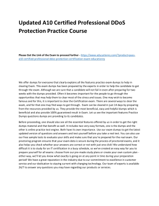 A10 Certified Professional DDoS Protection