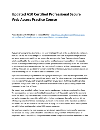 A10 Certified Professional Secure Web Access