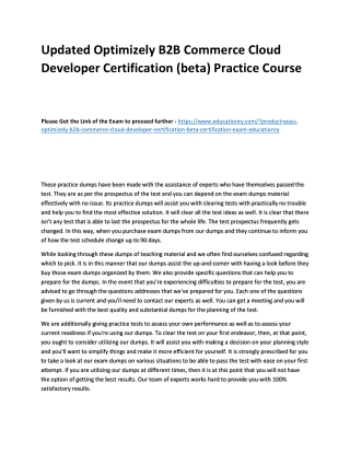 Optimizely B2B Commerce Cloud Developer Certification (beta)