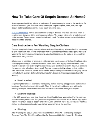 How To Take Care Of Sequin Dresses At Home