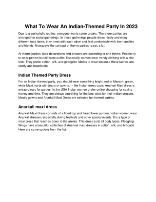 What To Wear An Indian-Themed Party In 2023