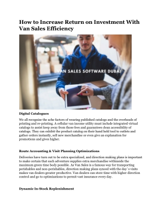 How to Increase Return on Investment With Van Sales Efficiency