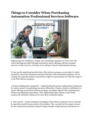 Things to Consider When Purchasing Automation Professional Services Software