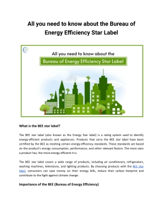 All you need to know about the Bureau of Energy Efficiency Star Label