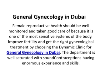 General Gynecology in Dubai