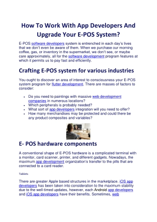 How To Work With App Developers And Upgrade Your E-POS System