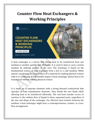 Counter Flow Heat Exchangers