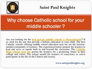 Best private middle schools Massachusetts - Saint Paul Jr-Sr High School