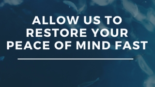 ALLOW US TO RESTORE YOUR PEACE OF MIND FAST