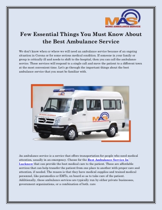 Best Ambulance Services in Kanpur