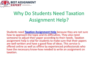 Why Do Students Need Taxation Assignment Help