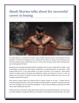 Akash Sharma talks about his successful career in boxing