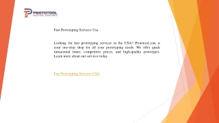 Fast Prototyping Services Usa   Prototool.com