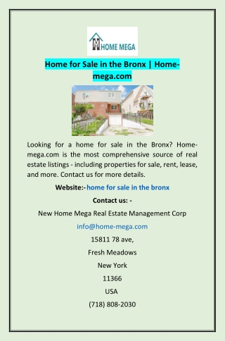 Home for Sale in the Bronx | Home-mega.com