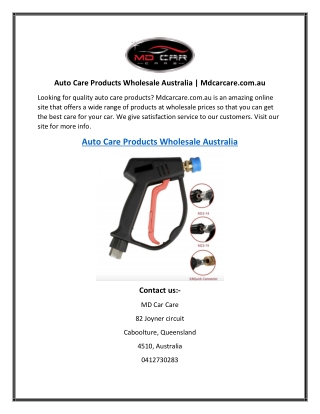 Auto Care Products Wholesale Australia Mdcarcare.com