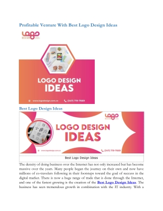 Profitable Venture With Best Logo Design Ideas